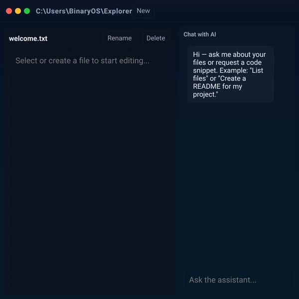 Binary OS — Explorer + Chat