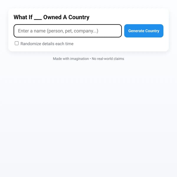 What If ___ Owned A Country