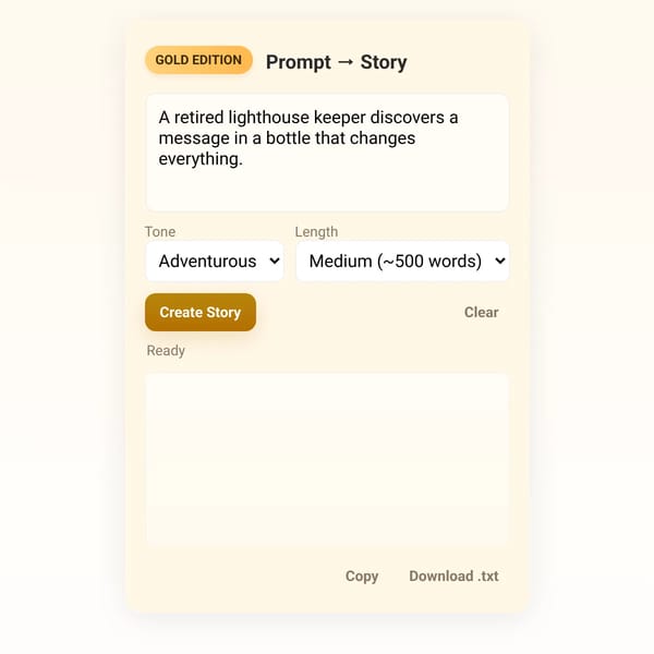 Prompt→Story AI — GOLD EDITION