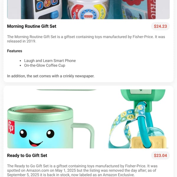 Fisher-Price Giftsets Of 2025 And 2019