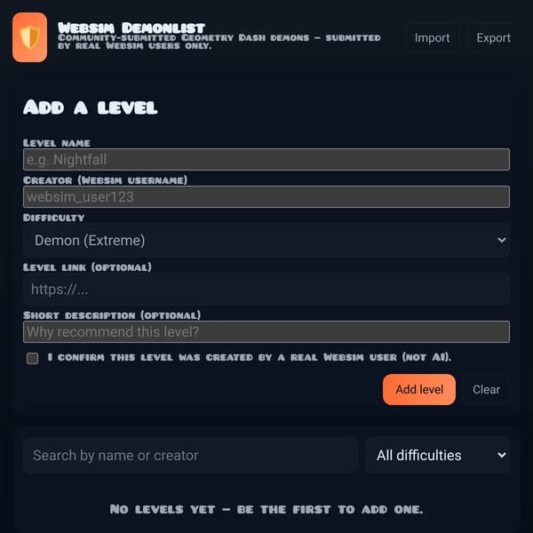Websim Demonlist