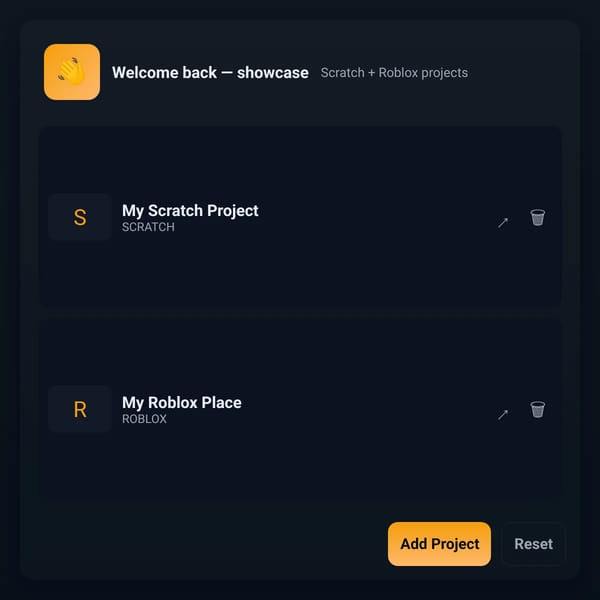 Showcase for Scratch and Roblox Projects