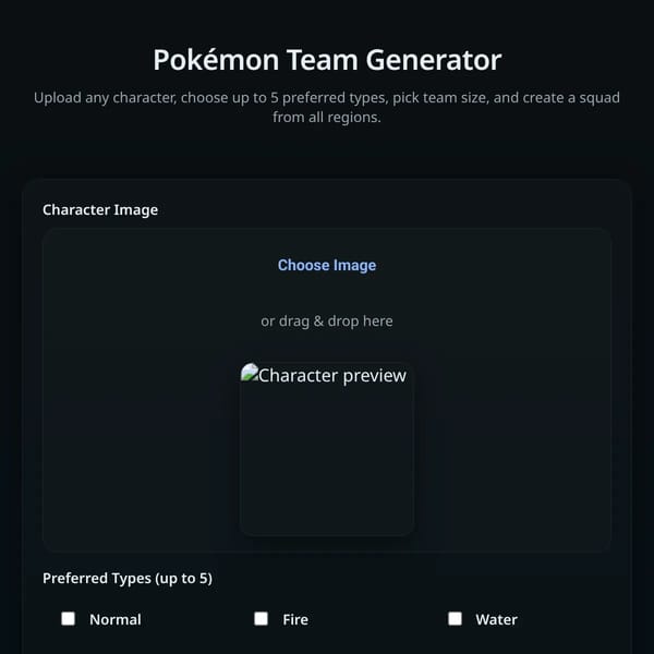 Character Pokémon Team Generator