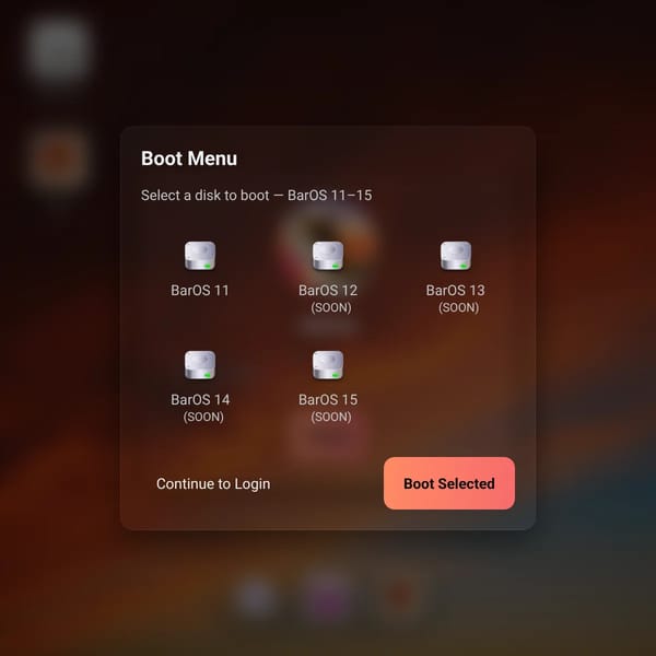 BarOS 11 - Desktop User Interface Mockup