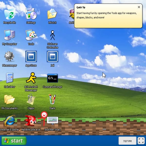 Animation vs. Cursor — Interactive Windows XP Desktop Sandbox