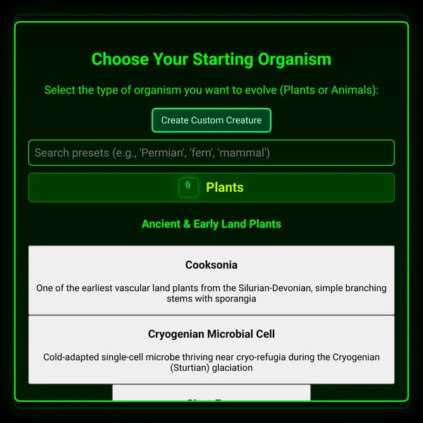 AI Creature Evolution Advanced + Cephalopod presets