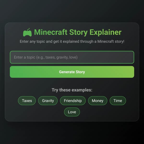Minecraft Story Explainer (inspired by @cleverchuck on yt)