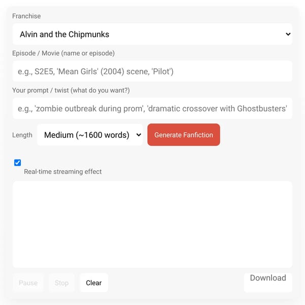 Fanfic Episode/Movie Story Creator