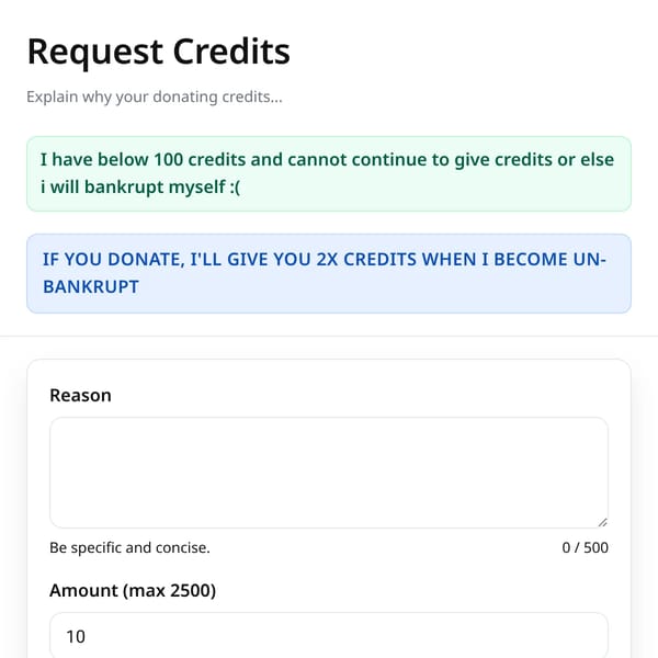 Free credits (closed)