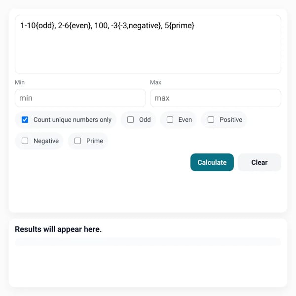 Number Calculator and Filter Tool