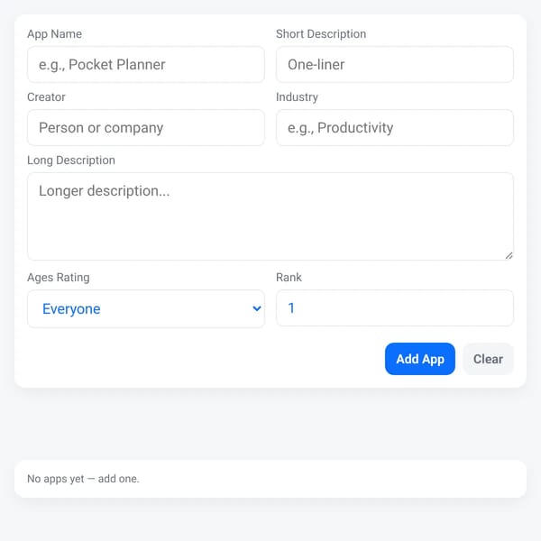 Create App Form