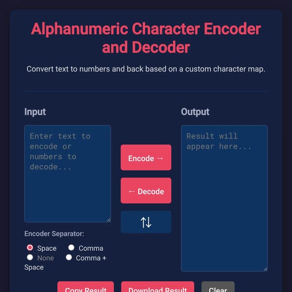 Alphanumeric Character Encoder and Decoder