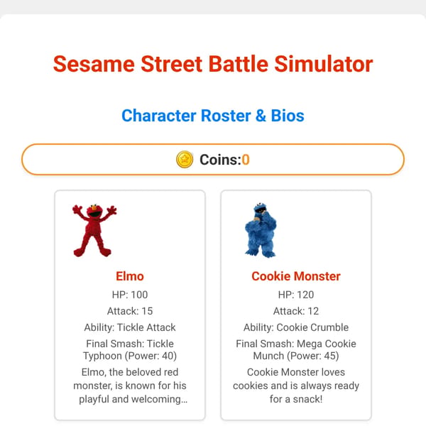 Sesame Street Battle Simulator