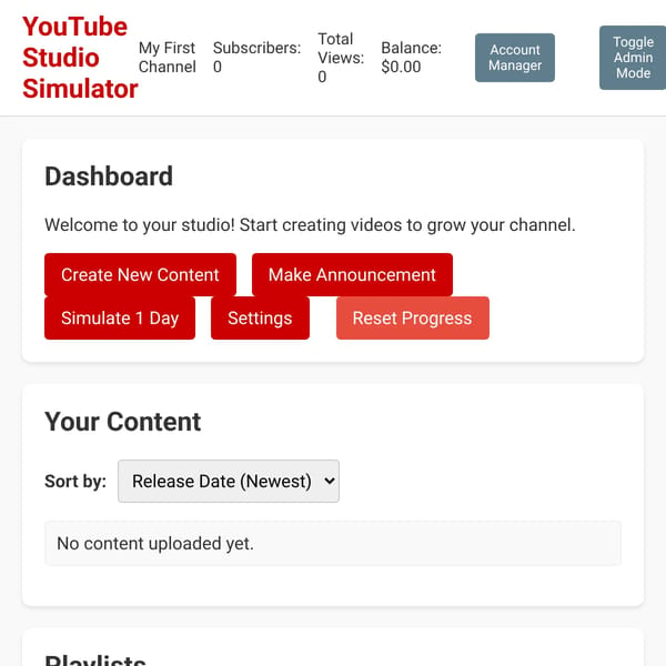 NEW YouTube Studio Simulator