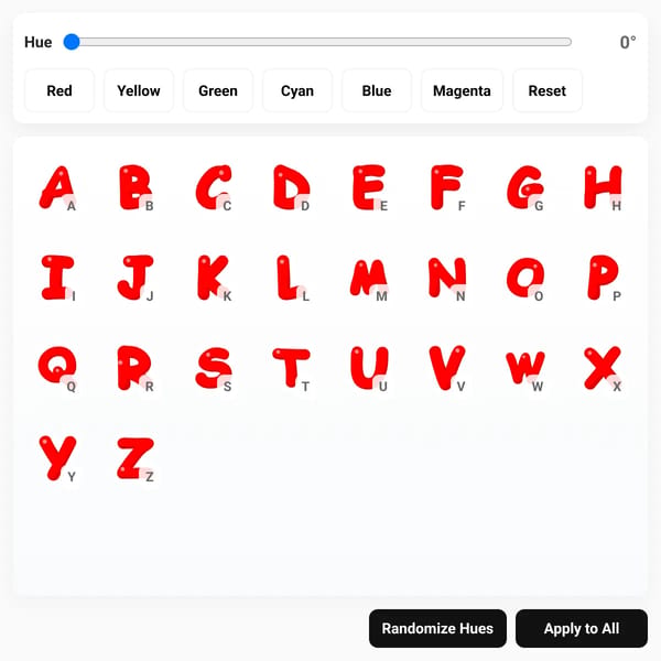 Color Customization Tool Alphabet