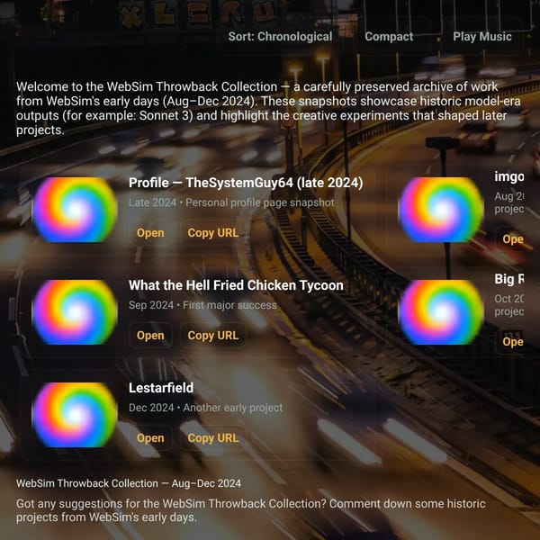 WebSim Throwback Collection