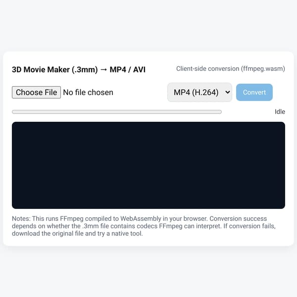 3D Movie Maker (.3mm) to MP4 / AVI Conversion