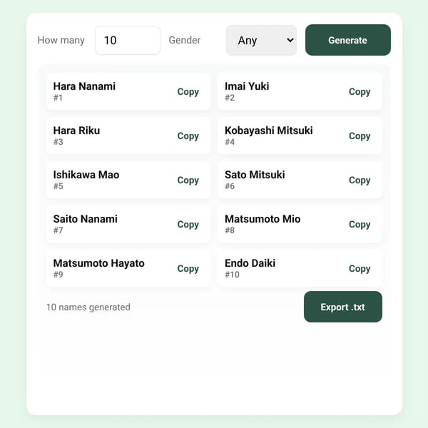 Japanese name generator