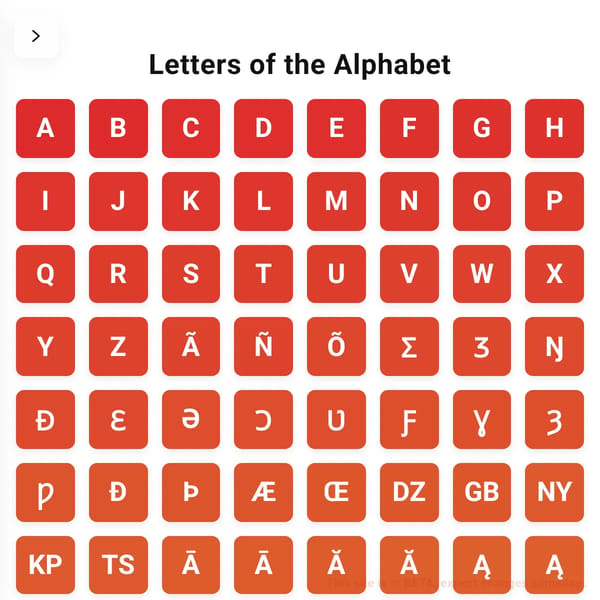 Letters of the Alphabet