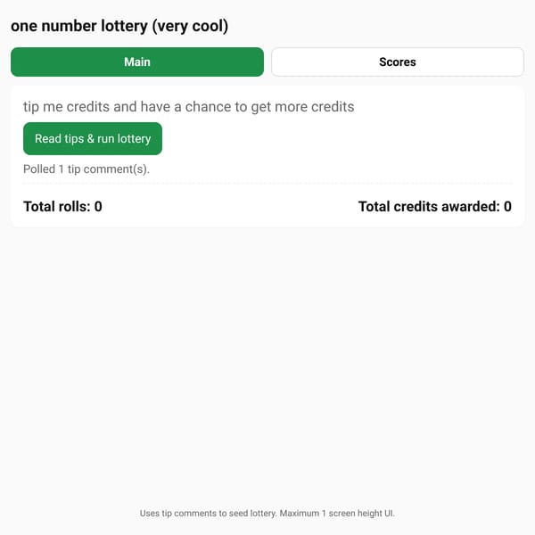 one number lottery (very cool)