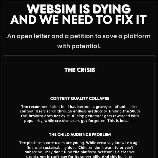 Hot Take: Is Websim Dying?