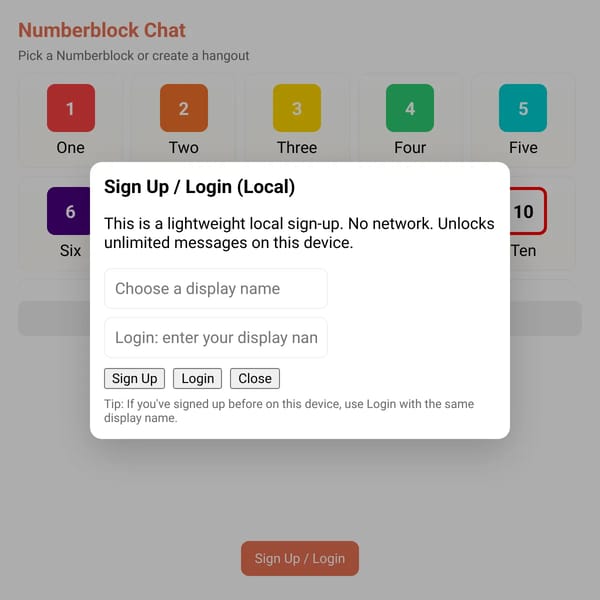 Numberblock Chat