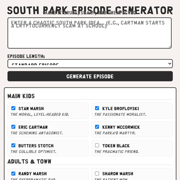South Park Episode Generator