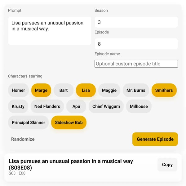 Simpsons Episode Maker
