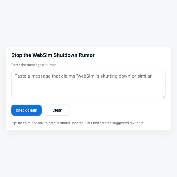 Stop the WebSim Shutdown Rumor