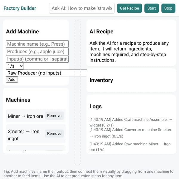 Factory Builder — Make & Automate Items