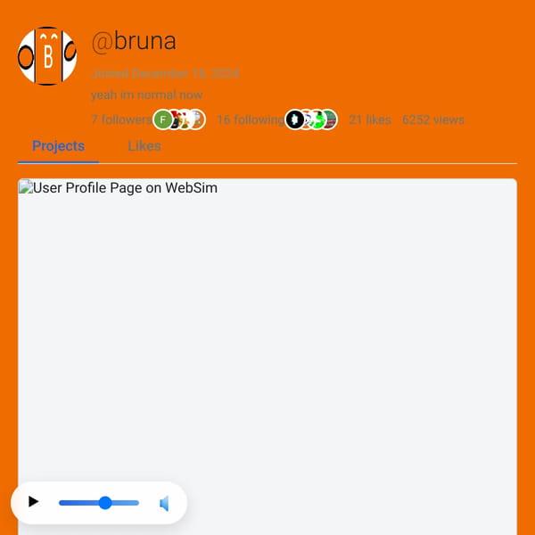 User Profile Page on WebSim