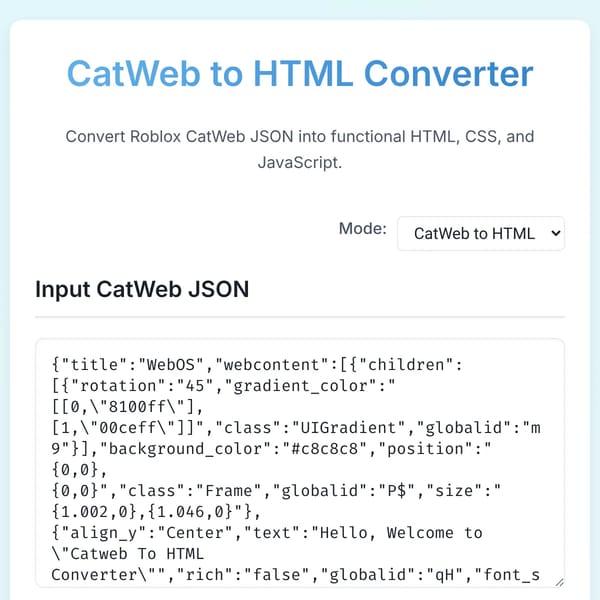 CatWeb (Roblox) to HTML Converter