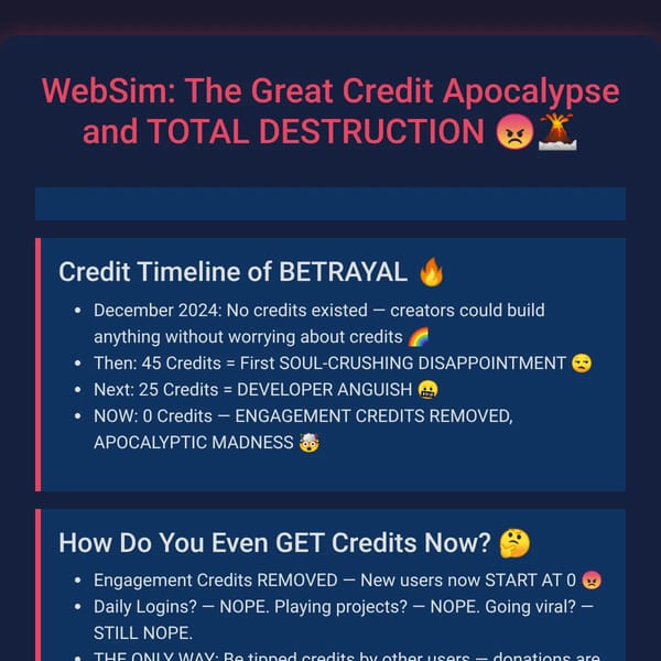 WebSim Credits Rant