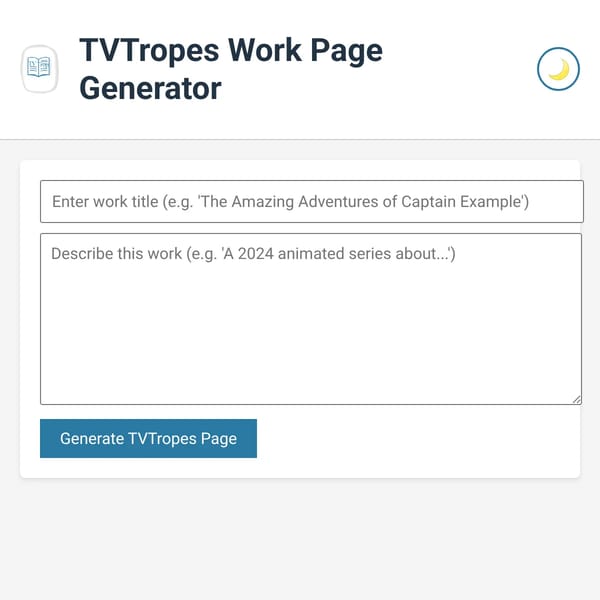 TVTropes Work Page Generator