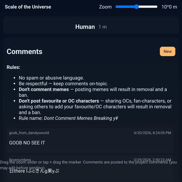 Scale of the Universe — with Comments