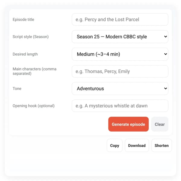 Thomas episode generator