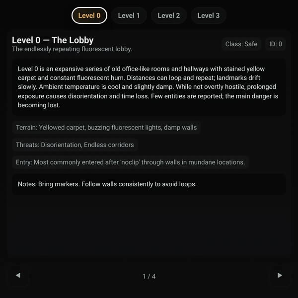 Backrooms wiki but I will add what ever you comment