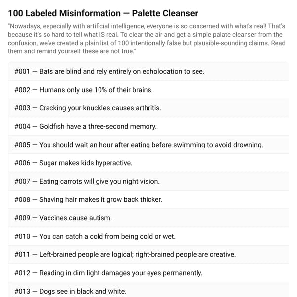 100 Labeled Misinformation — Palette Cleanser