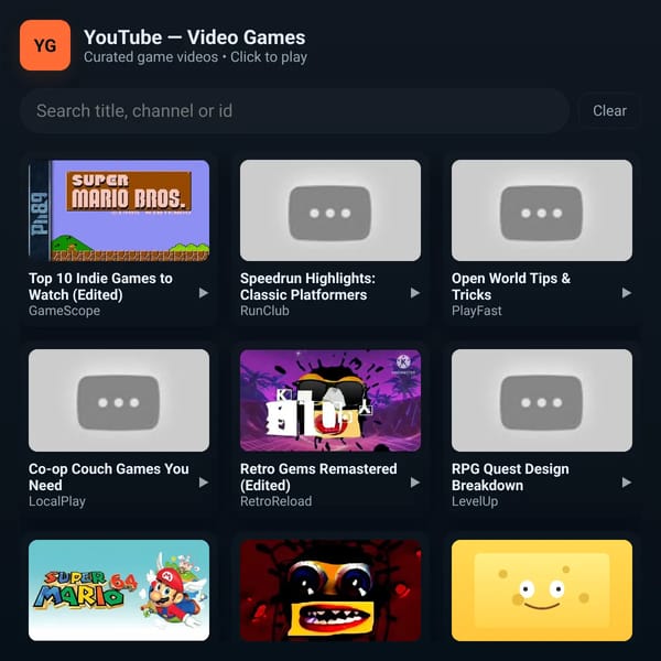 YouTube Video Games  the first version