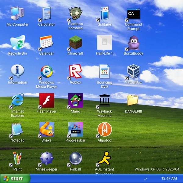 Windows XP Simulator but comment what thing you want me to add,delete or change