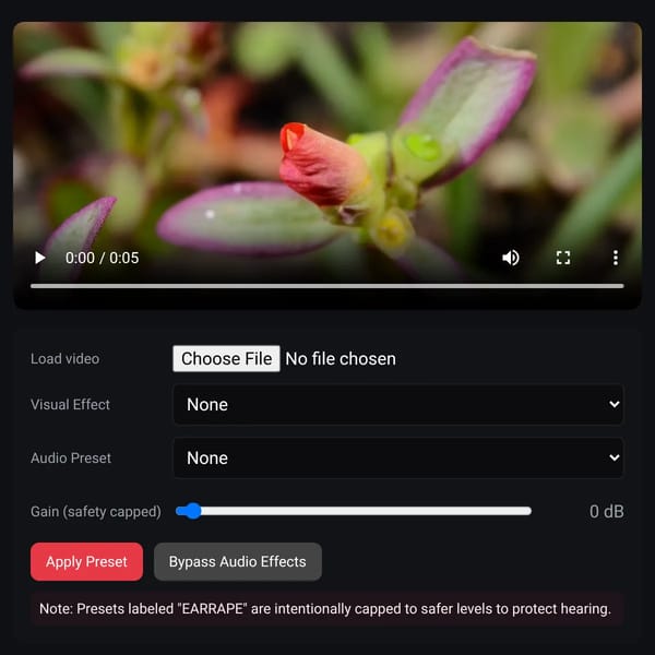 Loud Video — Safer Distortion Playground