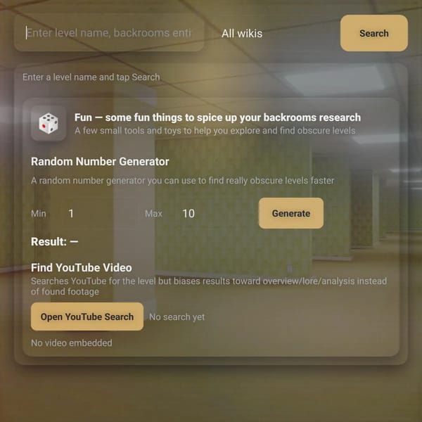 Backrooms Research tool