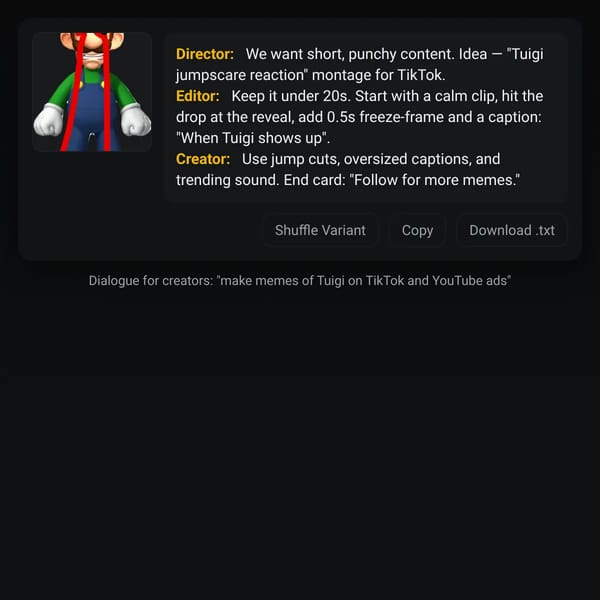 Creator Dialogue — Tuigi Memes