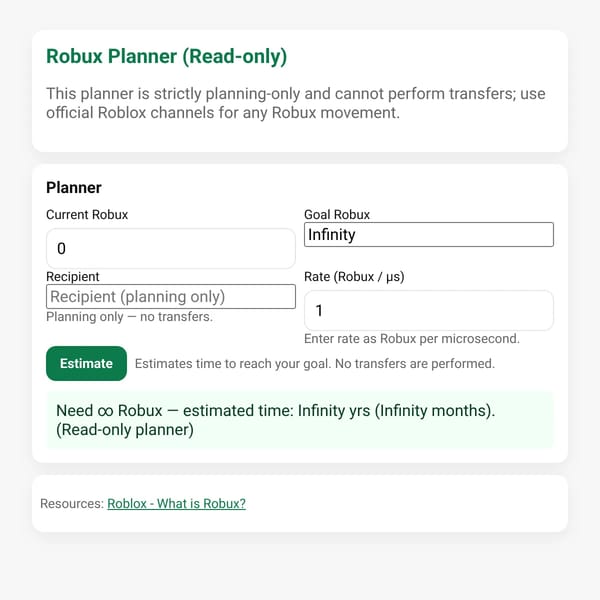 Roblox Robux Guide & Planner
