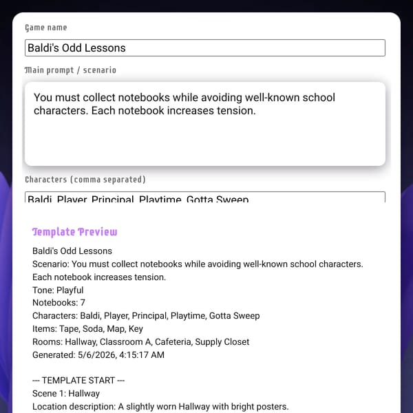 Baldi Text Template Generator