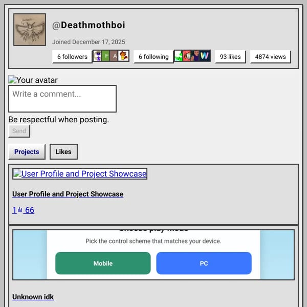 User Profile and Project Showcase