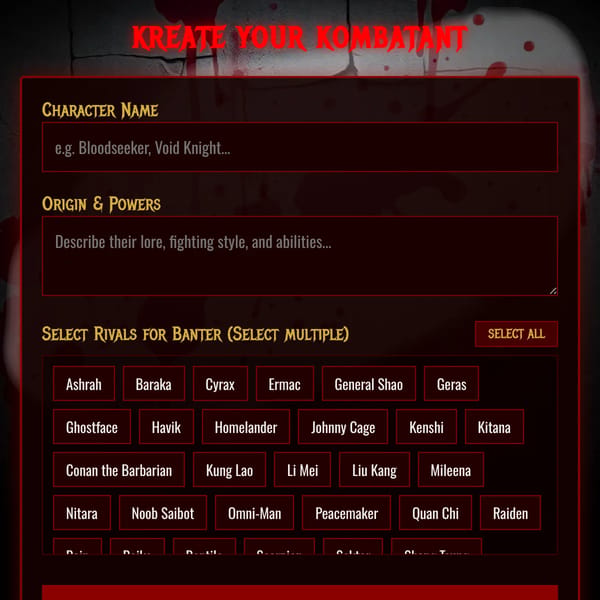 MK Moveset Creator | Finish Him!