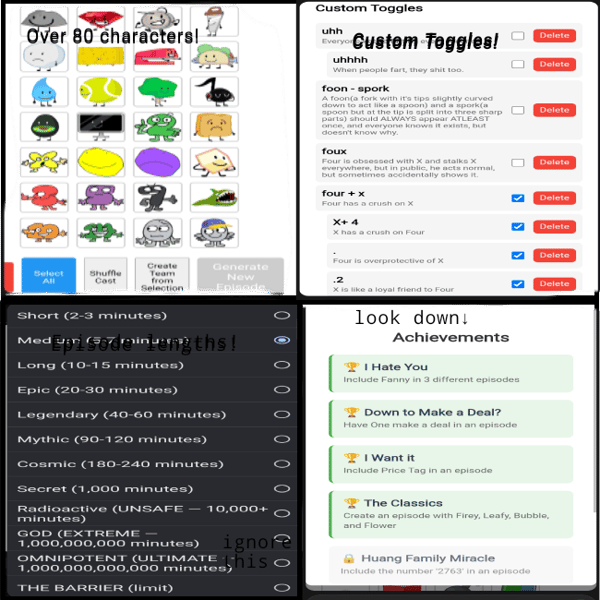 (my first)BFDI episode simulrator