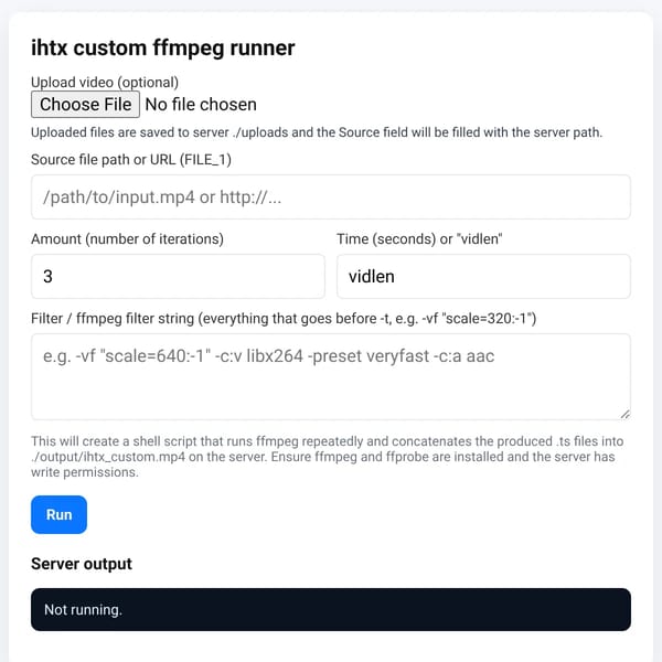 ihtx custom ffmpeg runner