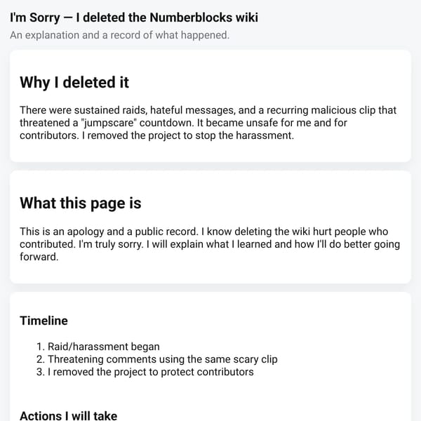 I'm Sorry — I deleted the Numberblocks wiki